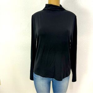 Modern citizen black stretchy fitted winter basics long sleev mock neck shirt 2X